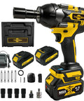 Beefy 580 Nm Cordless Impact Wrench Half Inch Drive With Brushless Motor, Dual Speed Control, 3200 RPM, Pro Grade Heavy Duty Tool Kit, Includes Two 4Ah Batteries And Charger, with case and accessories