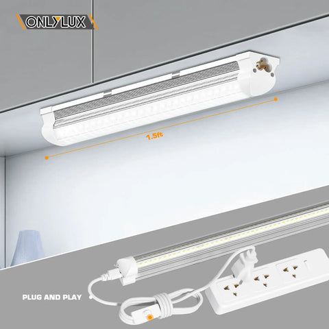 Bright 25W 6000K LED Shop Lights, Linkable Garage Tube Light For Workbench And Basement, Ultra Bright, Plug In Shop Light