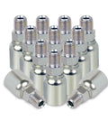 AKM 12-pack hydraulic hose fittings, 1/4 in hose to 1/4 in NPTF male, silver metal crimp ends