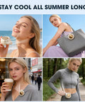 Portable Bladeless Clip On Fan For Waist Or Shirt Hands Free Personal Neck Wearable Cooling Fan in various outdoor settings