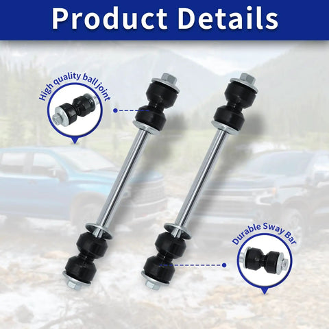 Front Sway Bar End Link Kit For 1999 To 2006 Chevy Silverado 1500 GMC Sierra Avalanche Tahoe Two Piece Includes K80631 K700539 K6428 K8987 Durable Stabilizer Links, pair