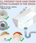 Diagram showing Flexible Hair Catcher Drain Strainers For Bathroom Sink And Shower In TPR Material preventing clogs