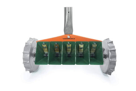 Metal Precision Manual Seeder For Vegetables Greens Onion Radish Beets 5 Row Garden Planter with adjustable row spacing close-up