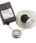 Disposer Air Switch Controller For Under Sink Garbage Disposal With Plunger Style Operation, 10 Foot Tube, Chrome Satin Nickel Finish