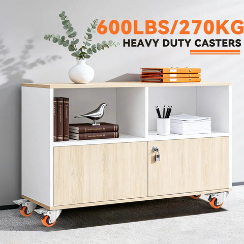 Heavy duty caster wheels 2 inch supporting a cabinet with items
