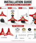 Installation guide for Top Rated Heavy Duty 3 Tooth Brush Cutter Blades For Yard Machines Y28 Plus More Models, showing steps and tools.
