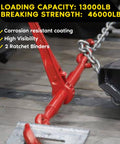 Beefy 13000 Lbs Ratchet Chain Binder 1/2 to 5/8 Inch 2 Pack Heavy Duty Load Binders With 46000 Lbs Breaking Strength For Trucks