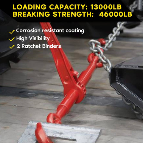 Beefy 13000 Lbs Ratchet Chain Binder 1/2 to 5/8 Inch 2 Pack Heavy Duty Load Binders With 46000 Lbs Breaking Strength For Trucks
