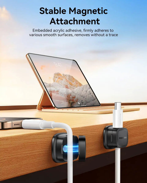 Magnetic Cable Clips Cord Organizer 30 Pack One Hand Snap Quick Release Wire Management for desk and nightstand