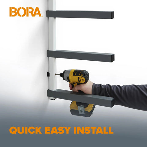 Heavy Duty Four Tier Lumber Storage Rack For Garage And Workshop Space Saving Metal Board Shelf For Plywood Pipes And Building Materials White Gray, installation process.