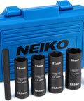 Half Size One Half Inch Impact Thin Wall Flip Lug Nut Socket Set With 5 Inch Extension Bar And Knockout Bar, heavy duty sockets