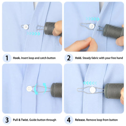 Two Pack Button Hook With Zipper, Pull Fastener Helper, Assist Hook Tool For Easy Dressing, Wide Non Slip Grip, Zipper Hook, Handy Mobility Aid For Seniors And Anyone With Limited Hand Dexterity on shirt button