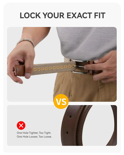 Two Pack Men Stretch Belts No Holes One And Three Eighths Inch Braided Elastic Casual Belts For Jeans And Pants All Day Comfort Easy On And Off Flexible Fit For Any Outfit