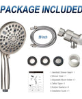High Pressure Handheld Shower Head With 10 Settings, 4.7 Inch Detachable Shower Head Kit, 5 Ft Hose, Brush Nickel Finish included
