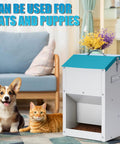 Heavy Duty Gravity Automatic Cat And Dog Feeder Outdoor No Sweat Design Large Capacity with cat and dog in living room.