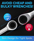 Unbreakable 10mm Ratcheting Wrench With Slim Profile For Tight Spots Chrome Vanadium Steel Construction Easy Access