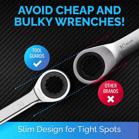 Unbreakable 10mm Ratcheting Wrench With Slim Profile For Tight Spots Chrome Vanadium Steel Construction Easy Access