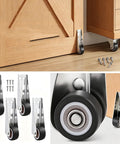 Heavy Duty Vertical Track Roller Wheels For Sliding Barn Doors And Wood Gates Featuring Silent Rubber Casters close-up with screws.