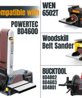 Heavy Duty Sanding Belts Set compatible with various benchtop belt and disc sanders like Powertec BD4600, WEN 6502T, Bucktool.
