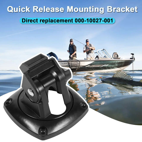 Quick Release Mounting Bracket Replacement displayed with boat in background, marine electronics accessory for Lowrance Simrad systems