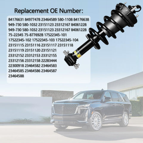 Two Front Shock Absorber Struts Assembly With Magnetic Ride Control for 2015-2020 Cadillac Escalade with OE numbers shown