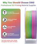 Side view of a 1kg spool of Rainbow Blaze Matte Color Changing PLA Filament for 3D printing with fast color shift by length.