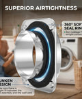 Magnetic Dryer Vent Connector Kit 4 Inch With Quick Connect, showing airtight seal and 360-degree soft seal ring detail.