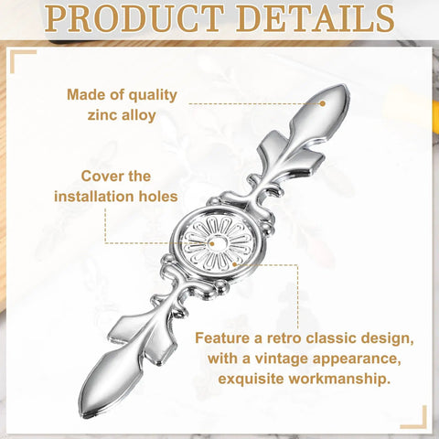 Four Piece Zinc Alloy Cabinet Back Plate Set With One Hole 0.17 Inch, Dimensions 4.65 By 0.94 Inches, Silver Finish, retro design