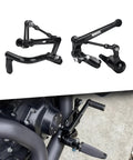 Mid Control Footpeg Kit For Harley Touring 2009-2025 Upgrade Ergonomic Forward Controls With Optimized Angles And Extended Lengths To Cut Riding Fatigue Fits Road King Street Glide Road Glide Ultra Limited Touring Models. Black metal brackets shown installed on touring bike.