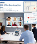 Office conference with a screen showing virtual meeting, maps, and a Money Counter Machine For Business With Mixed Denomination.
