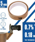 High Temperature PTFE Teflon Tape With Adhesive Backing 1 Inch By 33 Feet For Vacuum Sealers size and measurement details