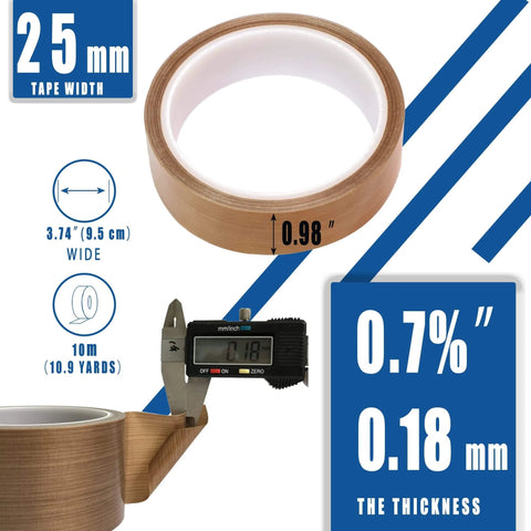 High Temperature PTFE Teflon Tape With Adhesive Backing 1 Inch By 33 Feet For Vacuum Sealers size and measurement details