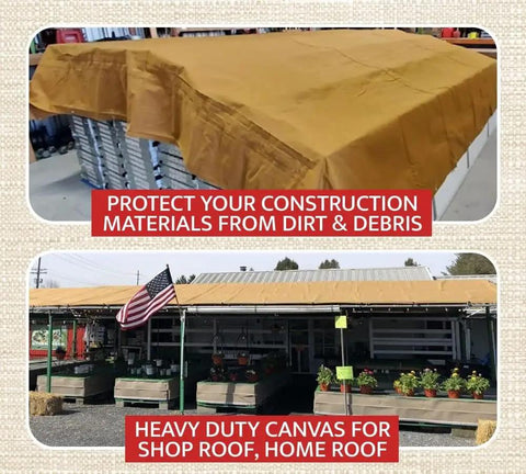 Tan 16 Foot By 20 Foot Heavy Duty Tarp 12 Oz Polyester Water Resistant And Breathable With Double Stitched Seams Outdoor Cover