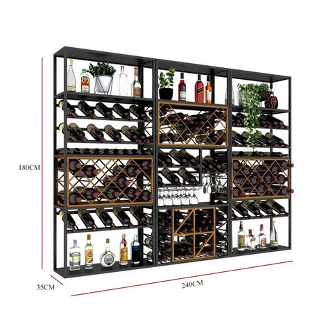 Heavy Duty Retro Industrial Wine Rack Delivers Legit Bar Setup For Your Crew With A Rock Solid Iron Frame showing storage for bottles and glasses.