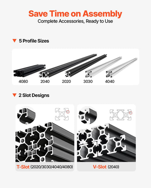 Five Piece 2040 Aluminum Extrusion Profile Kit With 2000 Mm Length And Anodized Black V Slot Linear Rail for 3D printers