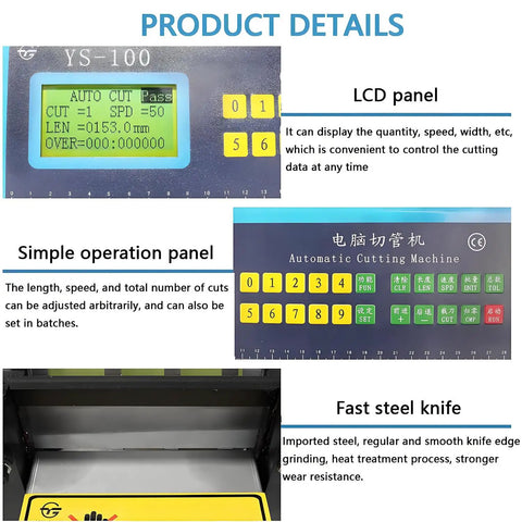 High Performance Automatic Heat Shrink Tube Cutter Machine For Cable And Pipe Cutting With Digital Display Precision Control showing LCD control panel.