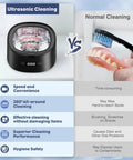 Heavy Duty Ultrasonic Retainer Cleaner Featuring 30 Watt Deep Clean Tech And Roomy Water Tank comparing ultrasonic and normal cleaning methods.