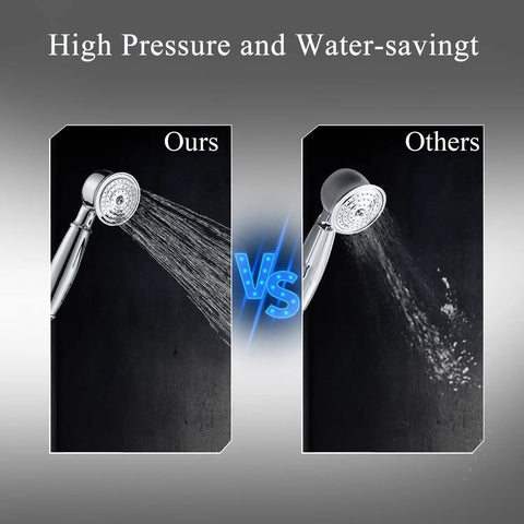 Comparison of Freestanding Bathtub Faucet With Hand Shower Set showing high pressure water flow vs other lower pressure option.