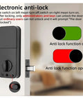Premium Rock Solid Smart Fingerprint Deadbolt Lock Featuring Password Card Key And Phone App Control With Auto Secure Locking System anti-lock feature on door.
