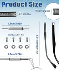 Product size details of Premium Eyeglasses Repair Kit Including Two Pairs Of Replacement Arms And Legs With Non Slip Silicone Ear Tips Nose Pads Plus Full Hardware Set.