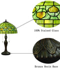 Tiffany Style Stained Glass Table Lamp 16 Inch Shade, 24 Inch Tall With Antique Bronze Base, UL Listed Reading Light