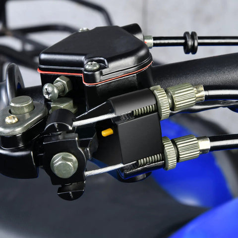 ATV Thumb Throttle And Brake Cable Kit With Full Metal Speed Governor, Front Drum Brakes Compatible, Quick Install For 50cc To 250cc Quad, Go Kart, And 7/8 Inch (22mm) Handlebars