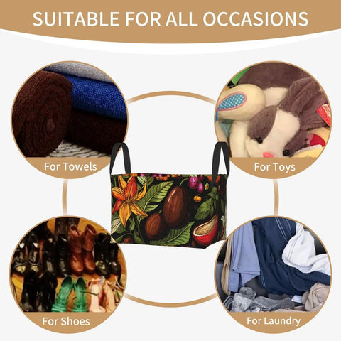 Massively Sized Closet Flex And Insanely Handy Foldable Storage Basket For Holding Clothes Towels Linens Toys Plus Pet Gear Quick Space Saving Home Setup, shown with various uses.