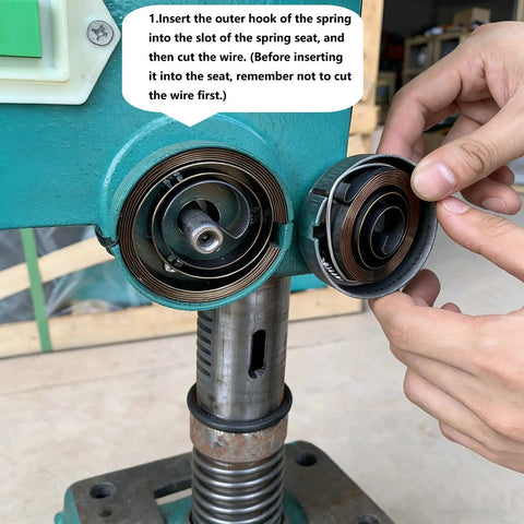 Installation of Heavy Duty Beefy Drill Press Return Springs 2 Pack Chrome Coated Steel on a bench drill machine.