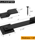 Sturdy Six Inch Farm Flip Fence Gate Latch And Barn Door Lock Flip Latch Hardware in Matte Black with dimensions and screw