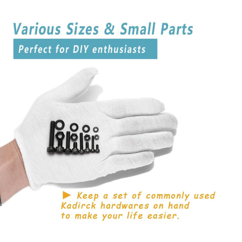 All In One Metric Screw Kit With 860 Piece Assortment For 3D Printing And Diy M3 To M6 Hex Socket Head Cap Bolts Nuts And Washers Grade 12.9 Alloy Steel Black Zinc Plated Rust Resistant Upgrade in white glove