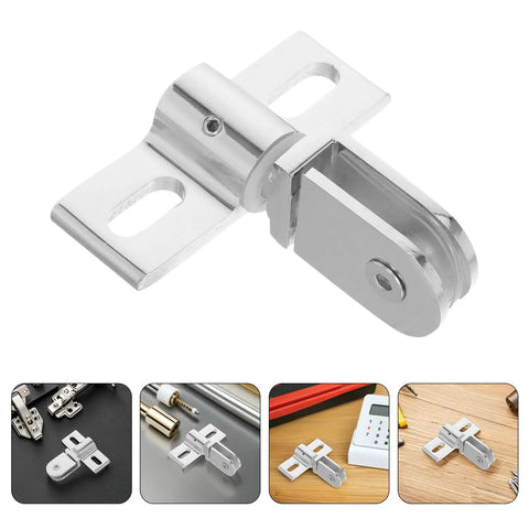 Four Sets Silver Alloy Heavy Duty Shower Door Hinges With Dual Opening For 812mm Frameless Tempered Glass Showers, close-up view