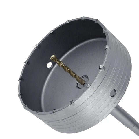Heavy Duty Concrete Hole Saw 160 Millimeter 6.3 Inch With 220 Millimeter Sds Plus Shank Rod, showing tungsten carbide teeth.