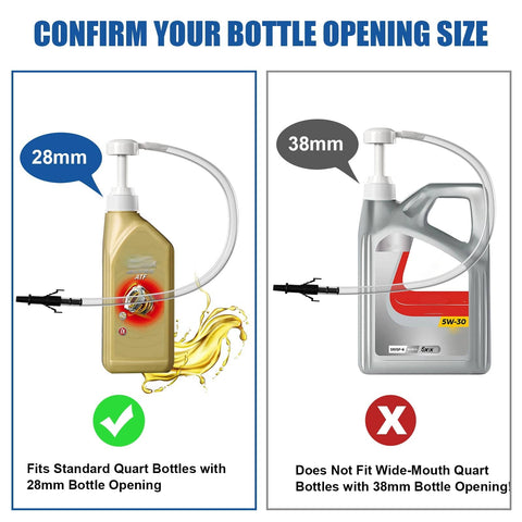 Quart Bottle Fluid Pump With 8cc Per Stroke, Transmission And Differential Fluid Transfer Pump, 28mm Cap Fit, Includes Third Hand Adapter, Handy For Quick Oil Changes, Gear Oil, Engine Oil, Biodiesel And Other Fluids