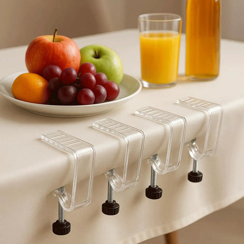 Clear Tablecloth Clips That Grip Tight No Slip For Tables From 0.4 To 1.96 Inch Thick 12 Pack Easy To Install Damage Free Table Cloth Holder Clips for table and fruits